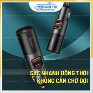 Tẩu sạc ô tô đa năng Baseus 12W tích hợp 2 cổng sạc nhanh