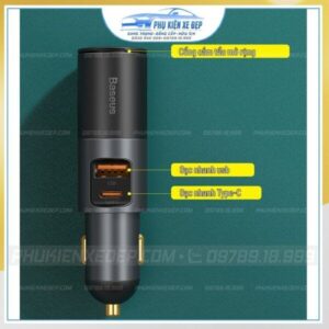 Tẩu sạc ô tô đa năng Baseus 12W tích hợp 2 cổng sạc nhanh
