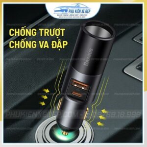 Tẩu sạc ô tô đa năng Baseus 12W tích hợp 2 cổng sạc nhanh