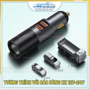 Tẩu sạc ô tô đa năng Baseus 12W tích hợp 2 cổng sạc nhanh