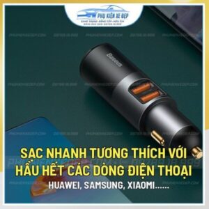 Tẩu sạc ô tô đa năng Baseus 12W tích hợp 2 cổng sạc nhanh